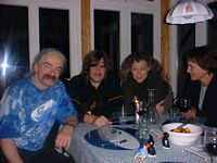 Dinner at Axel's,Hamburg, 2005.Vince Weber,Axel Zwingenberger & Eva